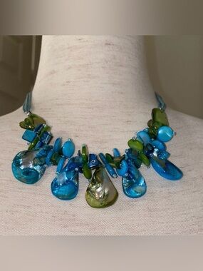 Blue and Green Shell Necklace